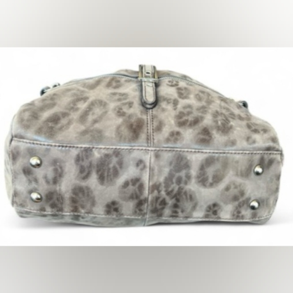 B Makowsky Animal Print Leather Hobo Bag, 12" wide x 13" length - Picture 8 of 16